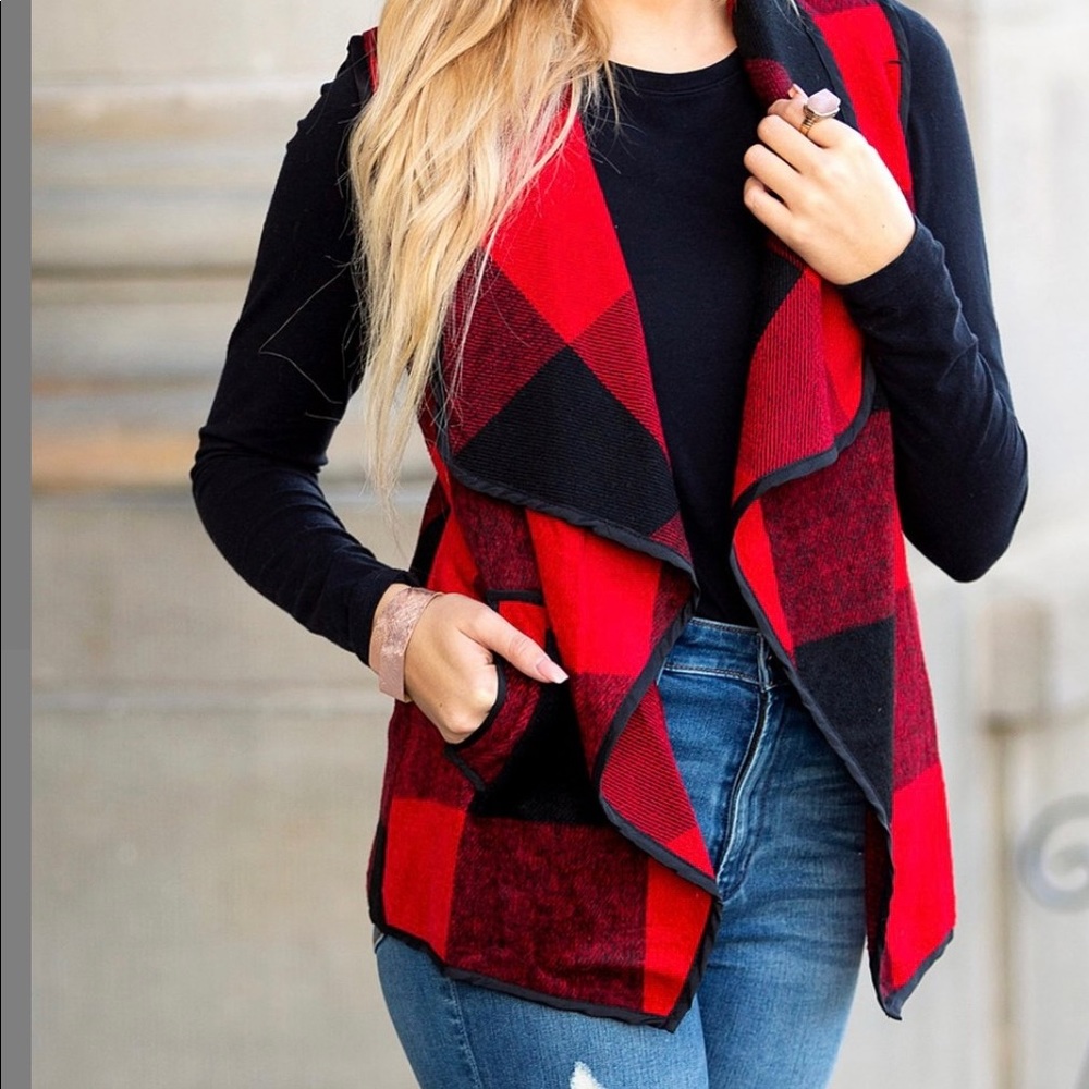 Red plaid vest size XL